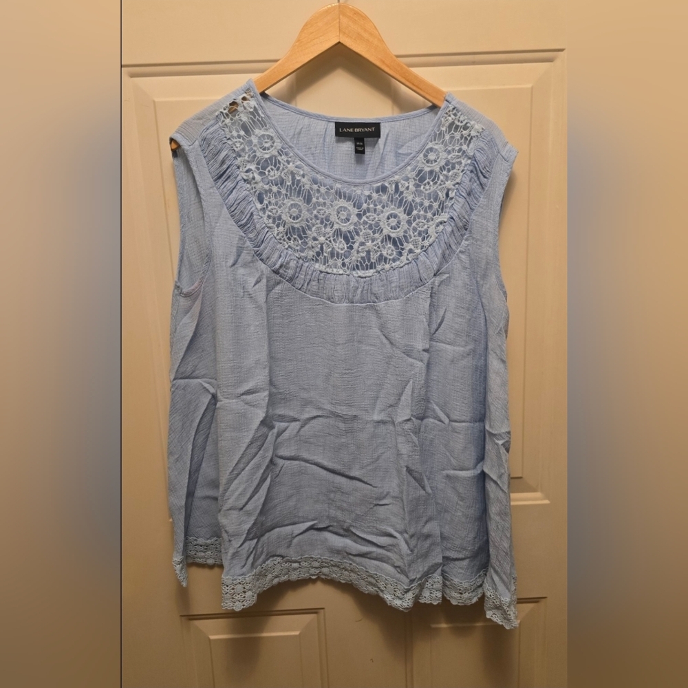 Lane Bryant Sky Blue Sleeveless Lace Top